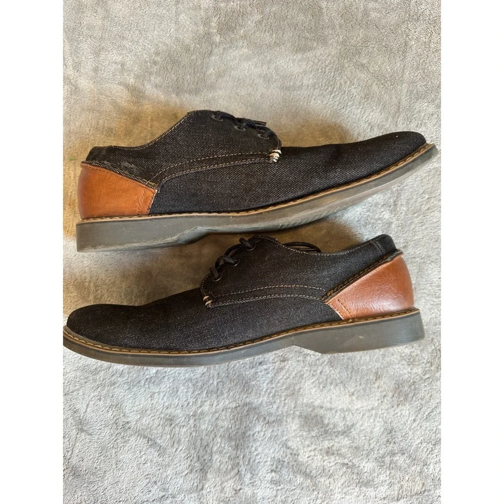 Men's dark denim and faux leather dress‎ shoes